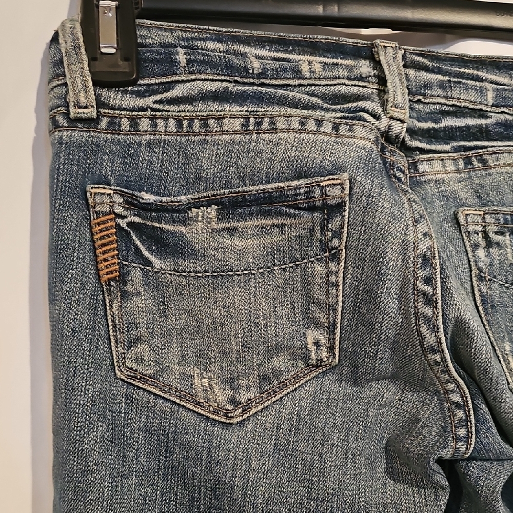 PAIGE Blue Boot Cut Denim with Faded Details - Picture 7 of 11